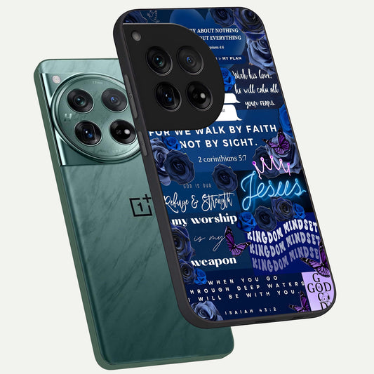  Kingdom Faith Glow phone case For OnePlus 12 showing premium glass back cover with detailed artwork