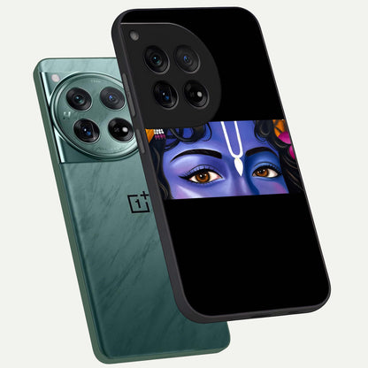  Krishna Eye phone case For OnePlus 12 showing premium glass back cover with detailed artwork