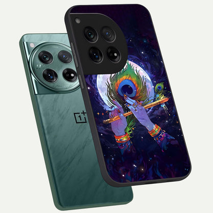  Krishna Hands Art phone case For OnePlus 12 showing premium glass back cover with detailed artwork