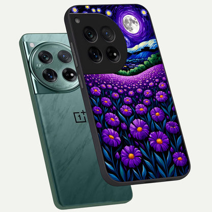  Lavender Moon Field phone case For OnePlus 12 showing premium glass back cover with detailed artwork