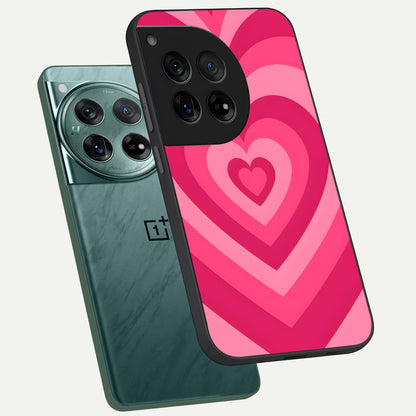  Layered Love Hearts phone case For OnePlus 12 showing premium glass back cover with detailed artwork