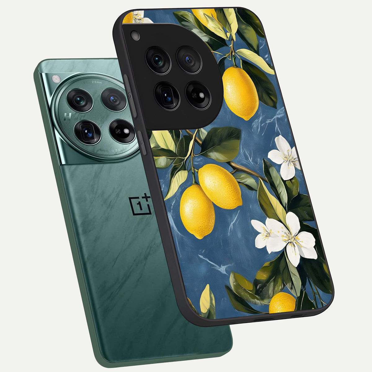  Lemon Dream Garden phone case For OnePlus 12 showing premium glass back cover with detailed artwork
