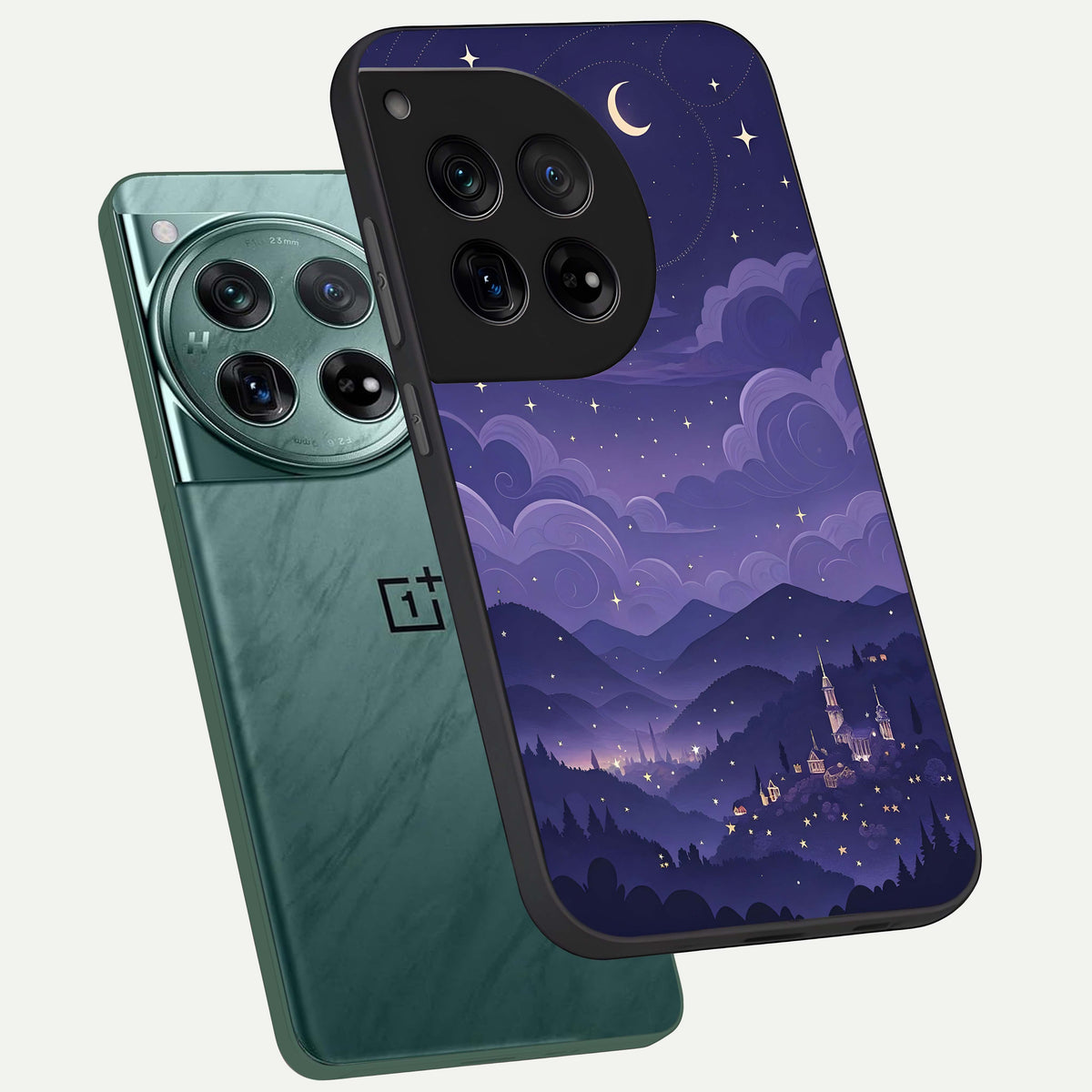  Minimal Night View phone case For OnePlus 12 showing premium glass back cover with detailed artwork