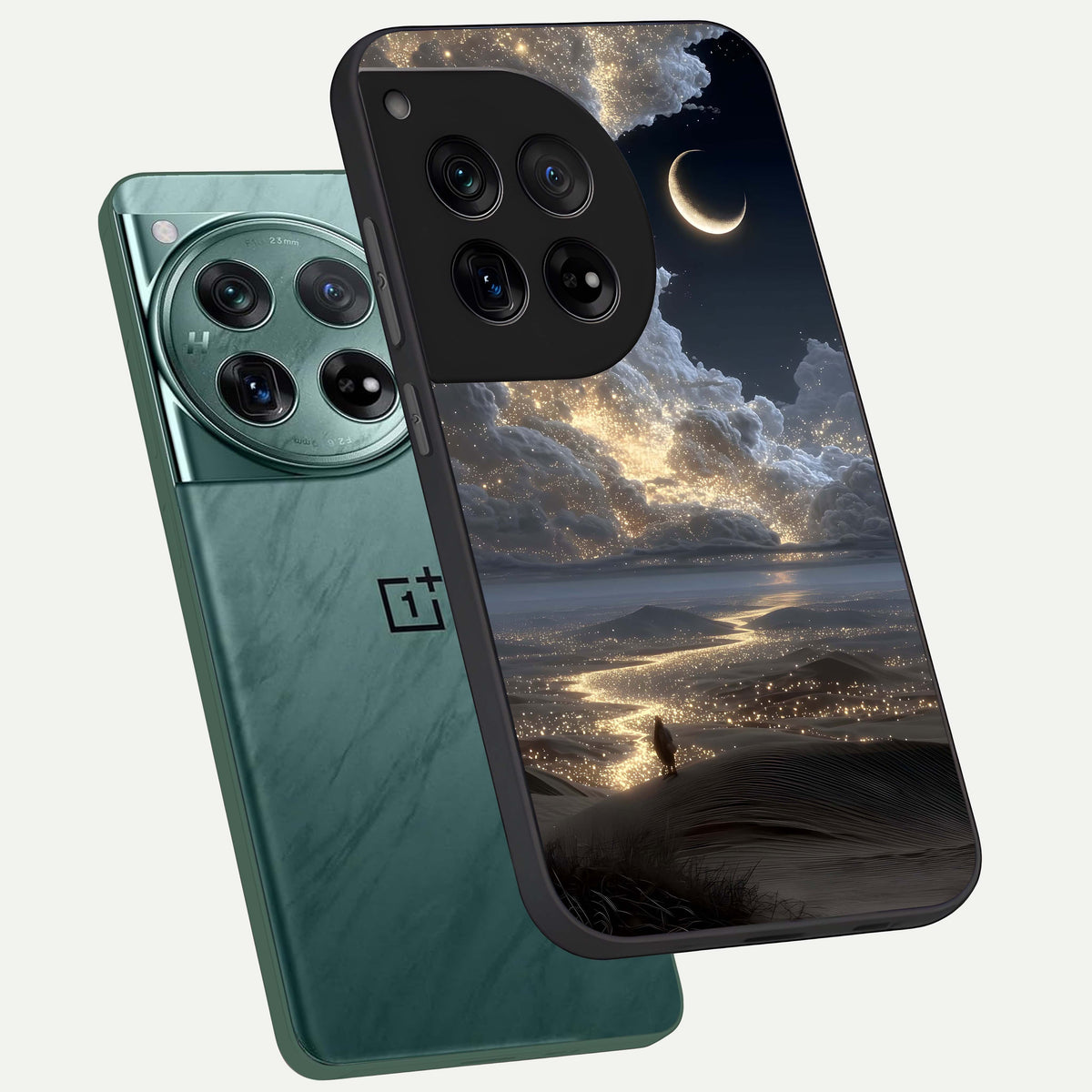  Moonlight Spark Path phone case For OnePlus 12 showing premium glass back cover with detailed artwork