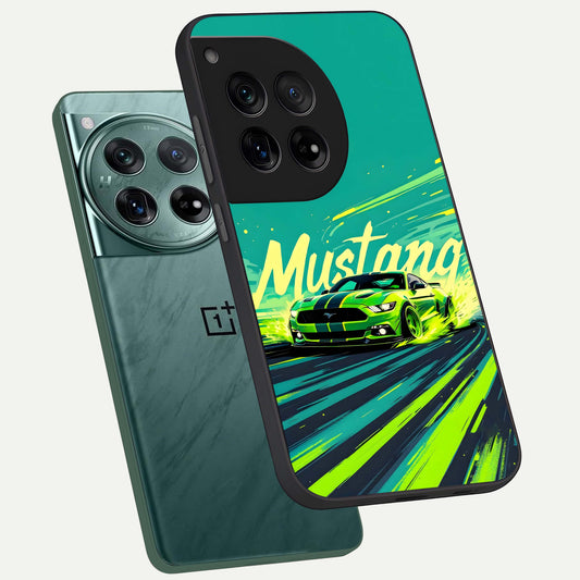  Mustang Bang phone case For OnePlus 12 showing premium glass back cover with detailed artwork