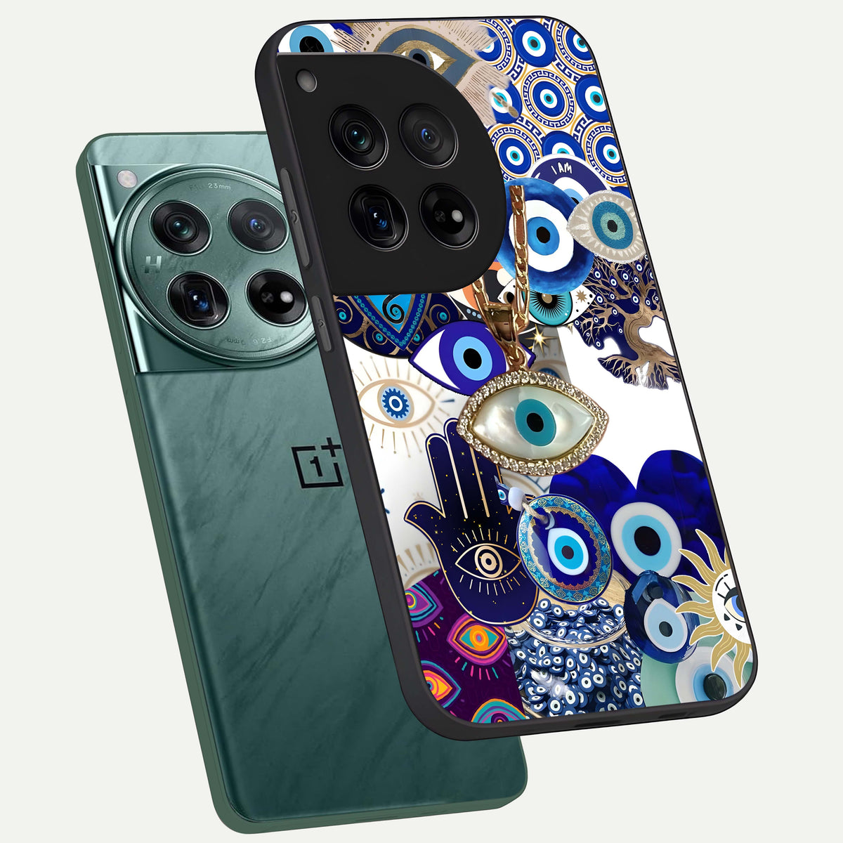  Mystic Charm Eye phone case For OnePlus 12 showing premium glass back cover with detailed artwork