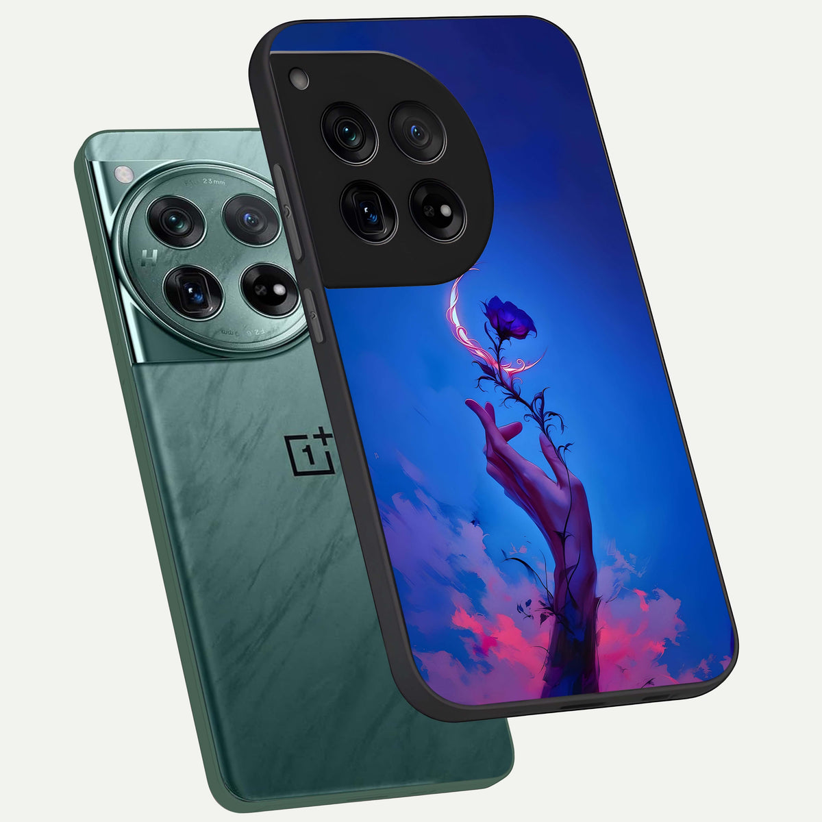  Mystic Hand phone case For OnePlus 12 showing premium glass back cover with detailed artwork