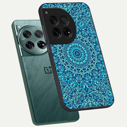  Ocean Bloom Mandala phone case For OnePlus 12 showing premium glass back cover with detailed artwork