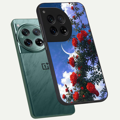  Rose Drift Flowers phone case For OnePlus 12 showing premium glass back cover with detailed artwork