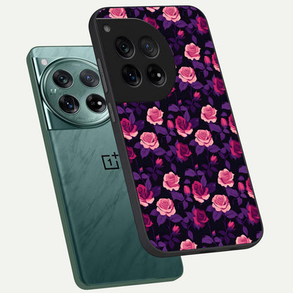  Rose Garden Twilight phone case For OnePlus 12 showing premium glass back cover with detailed artwork