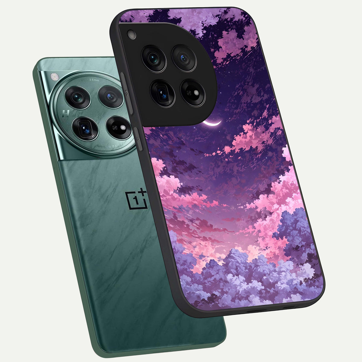  Sky Drift Clouds phone case For OnePlus 12 showing premium glass back cover with detailed artwork