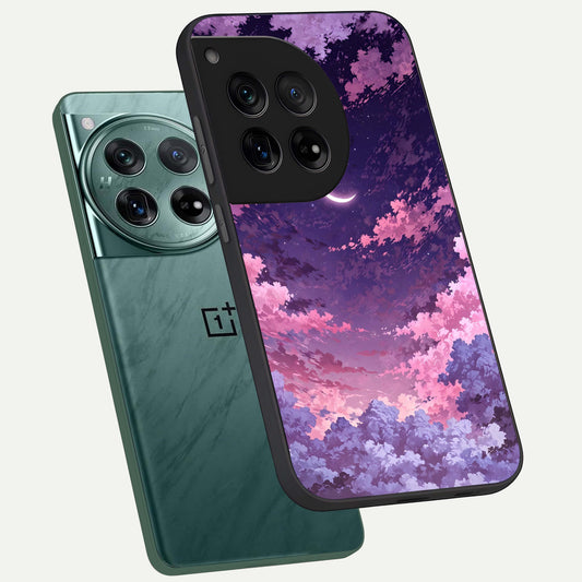  Sky Drift Clouds phone case For OnePlus 12 showing premium glass back cover with detailed artwork