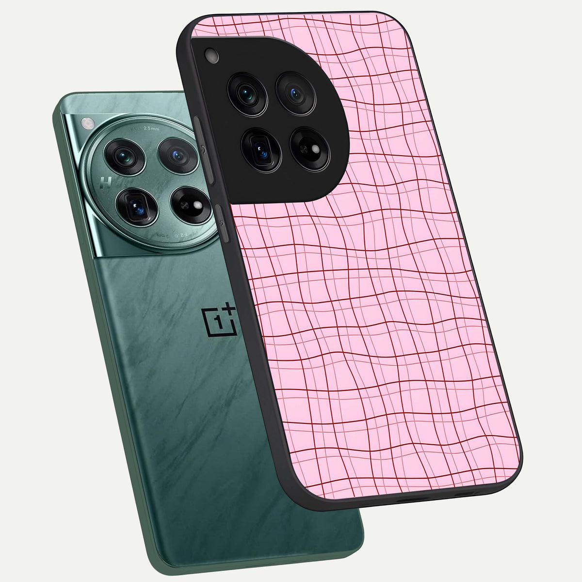  Soft Grid Bliss phone case For OnePlus 12 showing premium glass back cover with detailed artwork
