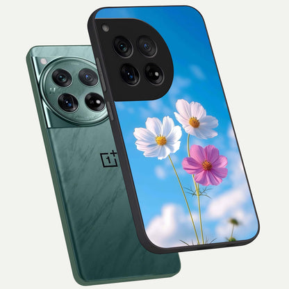  Tripple Flowers With Sky phone case For OnePlus 12 showing premium glass back cover with detailed artwork
