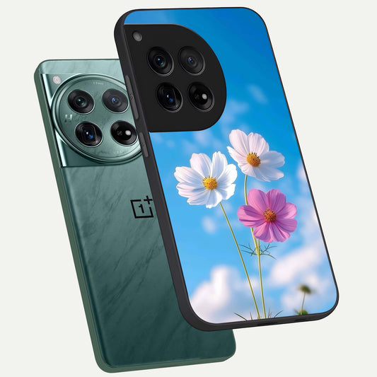  Tripple Flowers With Sky phone case For OnePlus 12 showing premium glass back cover with detailed artwork