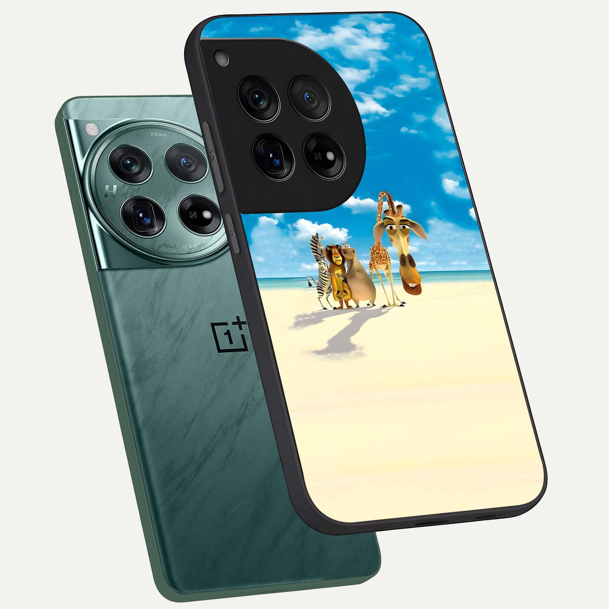  Tropical Fun Squad phone case For OnePlus 12 showing premium glass back cover with detailed artwork