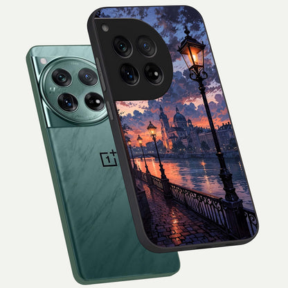  Twilight River Lights phone case For OnePlus 12 showing premium glass back cover with detailed artwork
