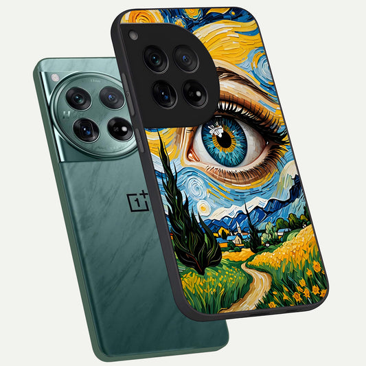  Van Gogh Eye phone case For OnePlus 12 showing premium glass back cover with detailed artwork