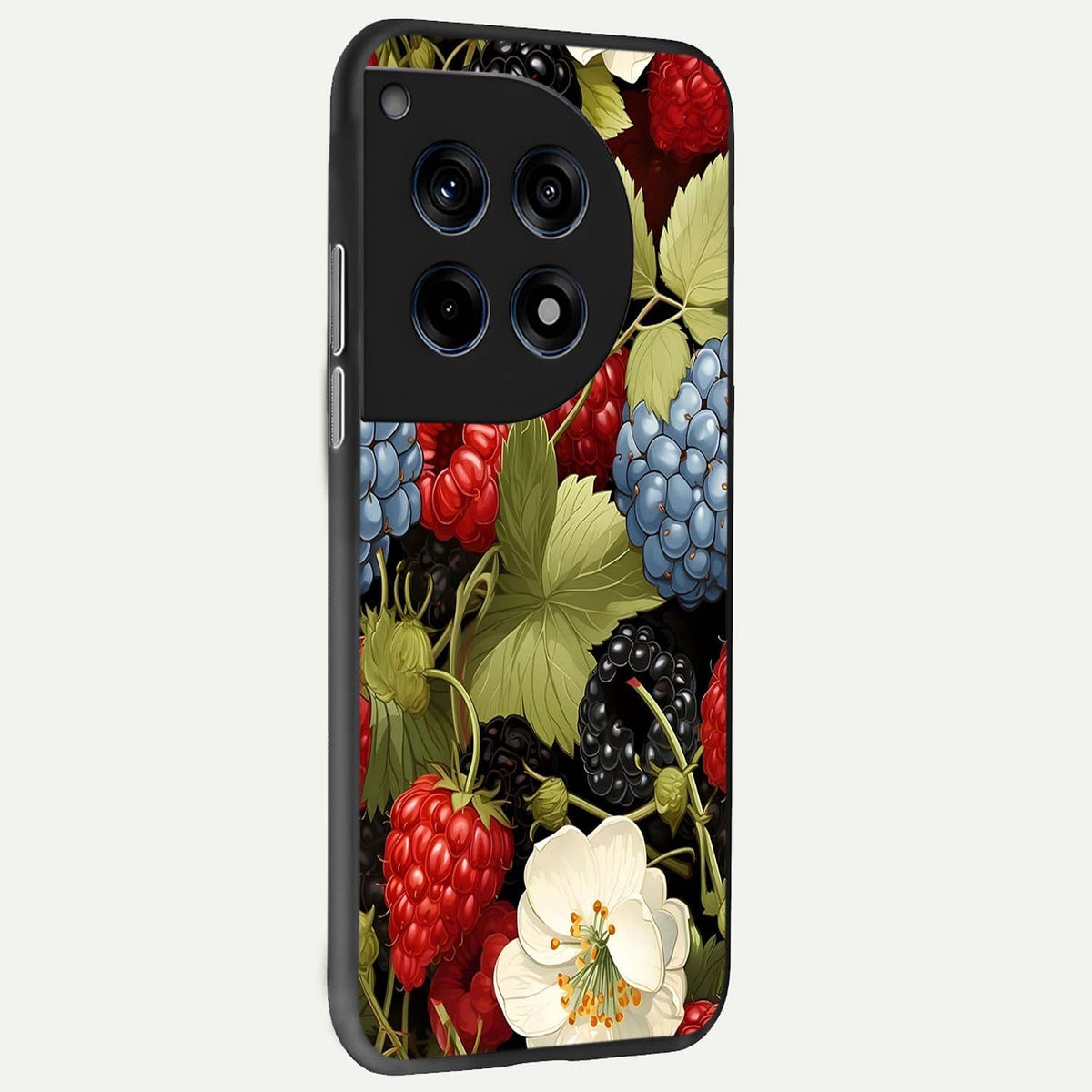  Berry Bloom Charm back cover For OnePlus 12 slim fit glass case with vibrant aesthetic design