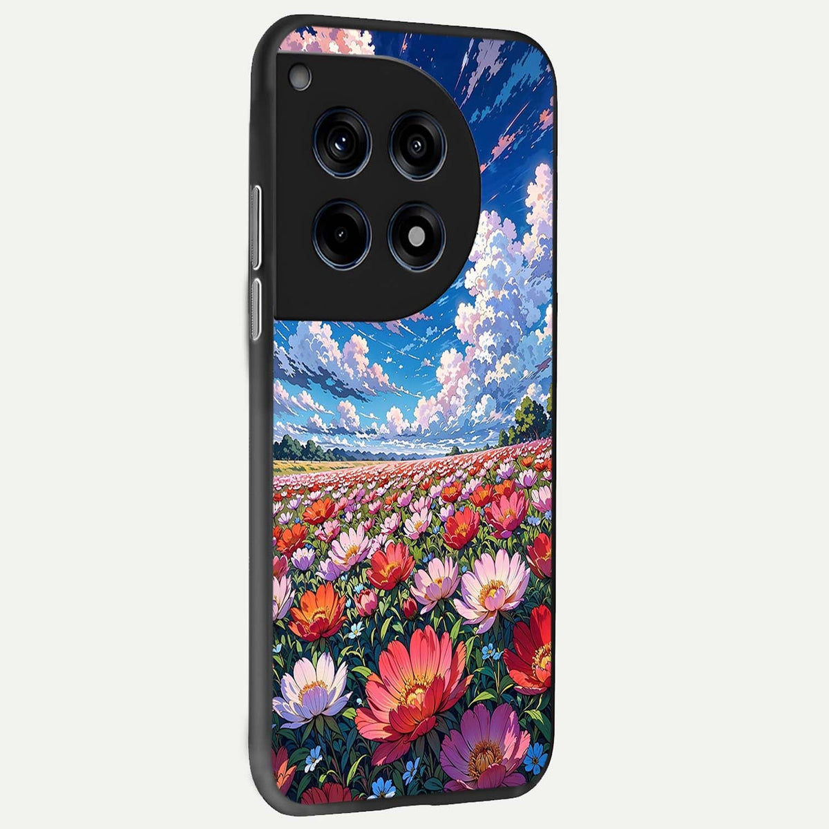  Blossom Sky Field back cover For OnePlus 12 slim fit glass case with vibrant aesthetic design