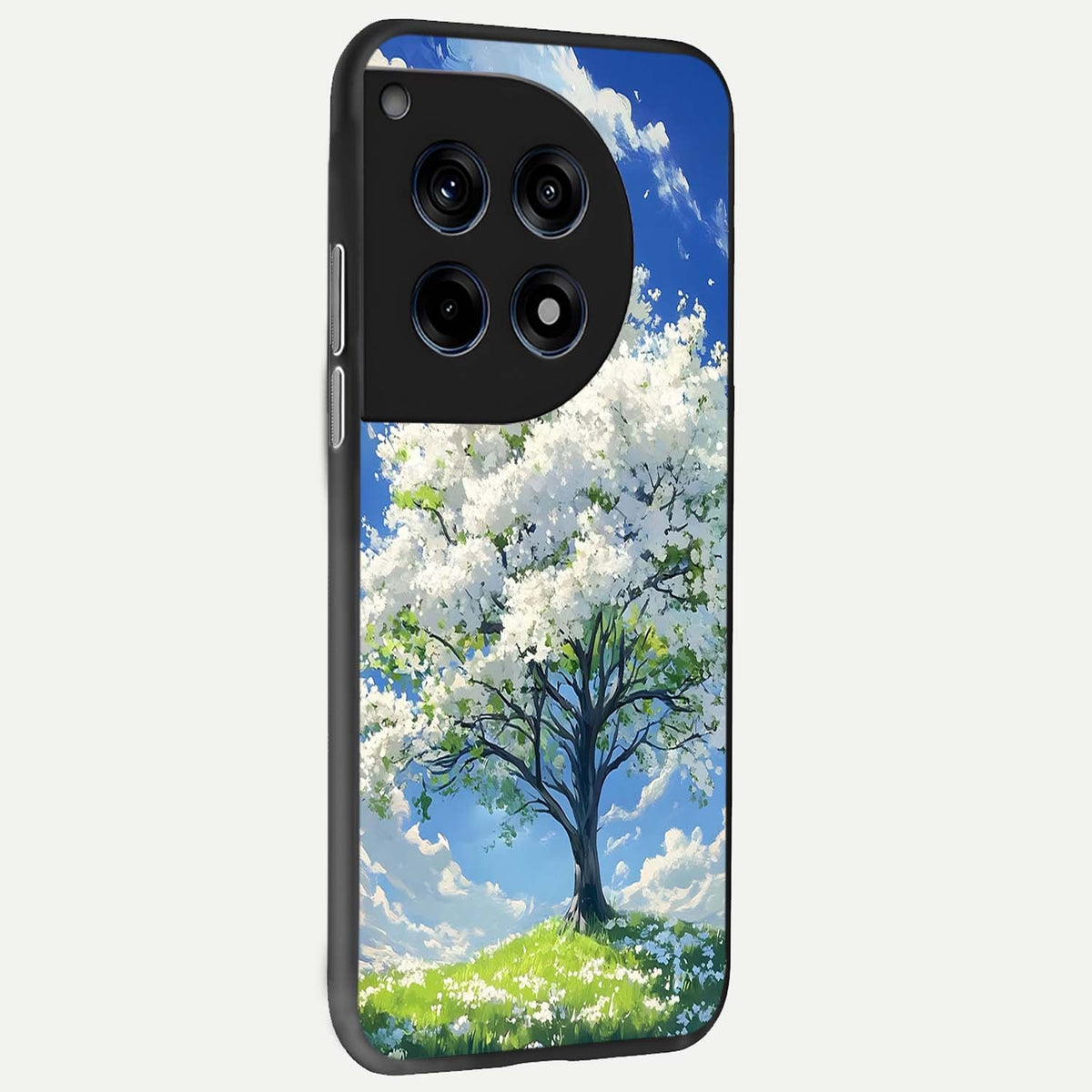  Blossom Sky Serenity back cover For OnePlus 12 slim fit glass case with vibrant aesthetic design