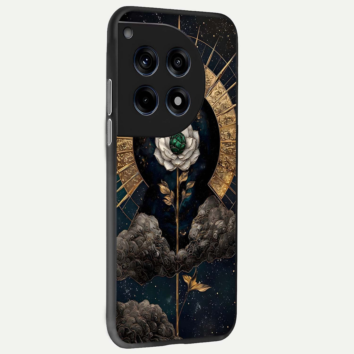  Celestial Lotus Morang back cover For OnePlus 12 slim fit glass case with vibrant aesthetic design