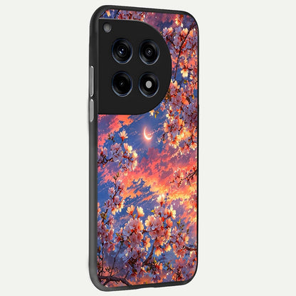  Celestial Sakura Sunset back cover For OnePlus 12 slim fit glass case with vibrant aesthetic design