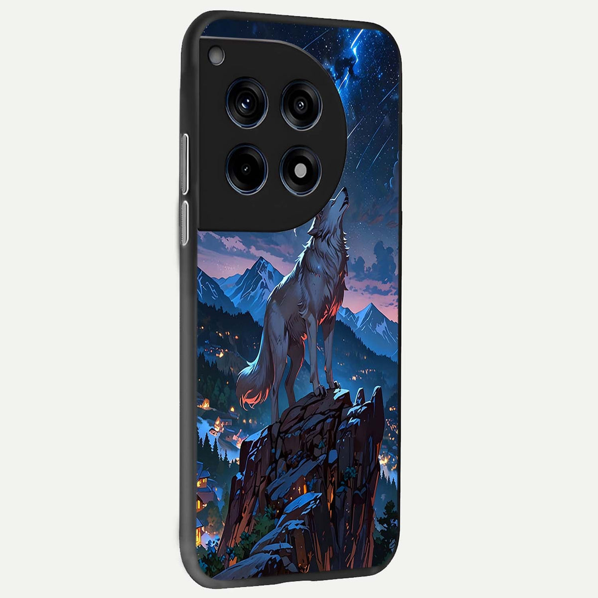 Celestial Wolf Howl back cover For OnePlus 12 slim fit glass case with vibrant aesthetic design