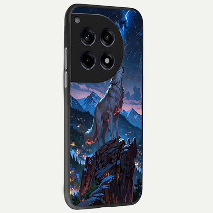  Celestial Wolf Howl back cover For OnePlus 12 slim fit glass case with vibrant aesthetic design