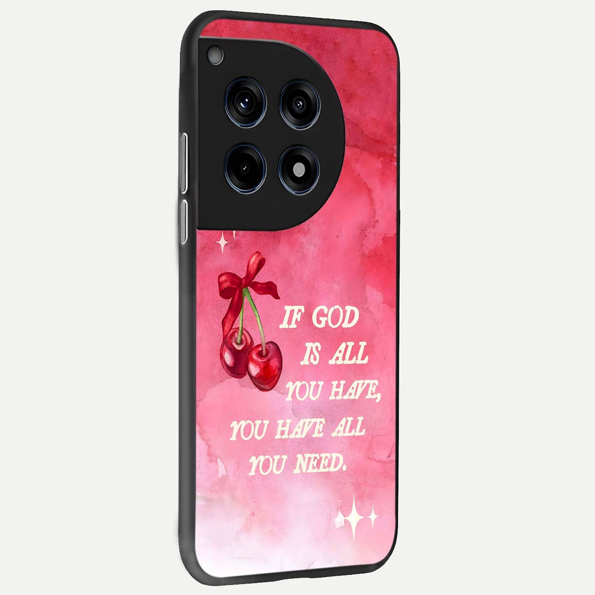  Cherry Quote back cover For OnePlus 12 slim fit glass case with vibrant aesthetic design