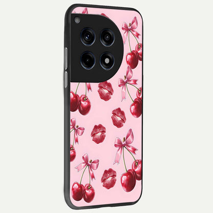  Cherry With Lips back cover For OnePlus 12 slim fit glass case with vibrant aesthetic design