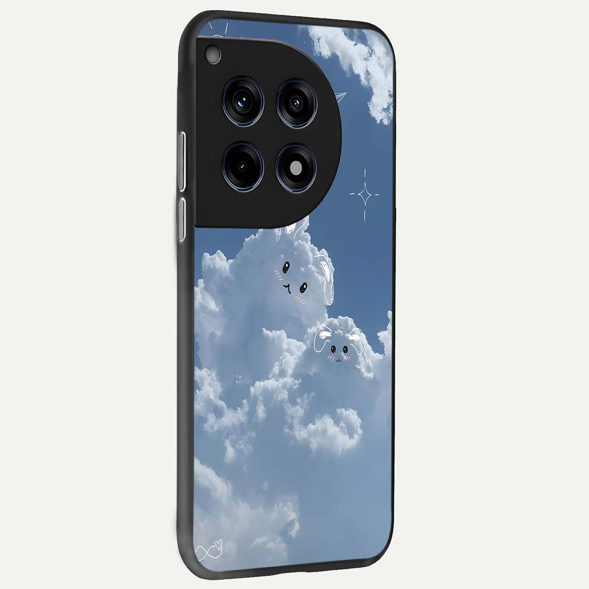  Cloud Bunny Dreams back cover For OnePlus 12 slim fit glass case with vibrant aesthetic design