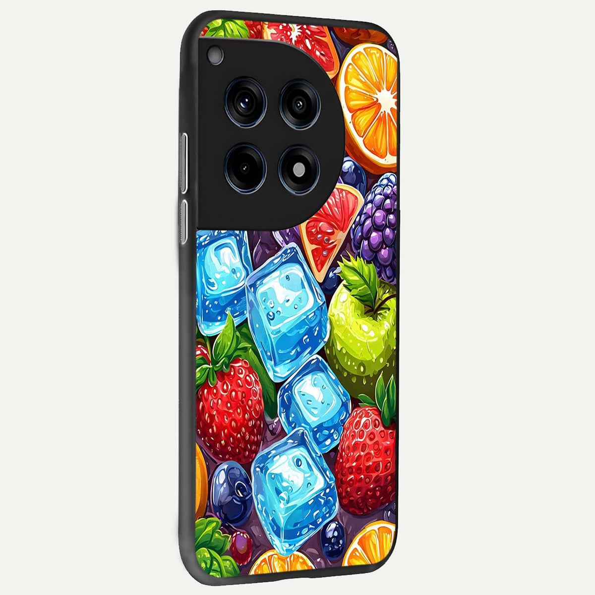  Colorful Fruits with Ice back cover For OnePlus 12 slim fit glass case with vibrant aesthetic design