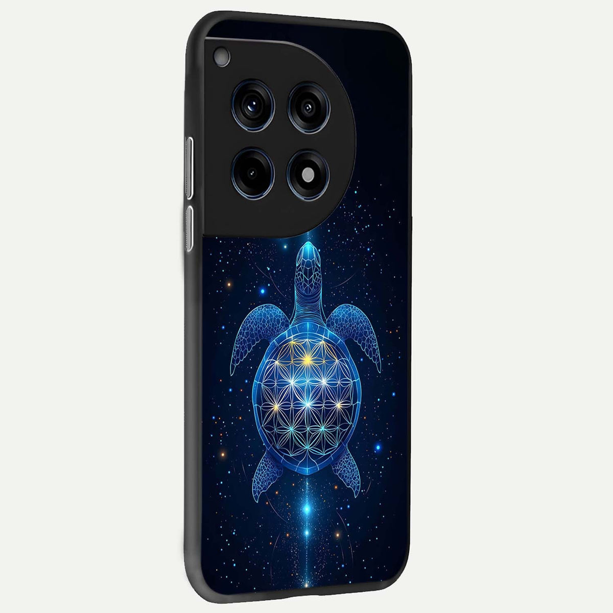  Crimson Blue Turtle back cover For OnePlus 12 slim fit glass case with vibrant aesthetic design