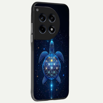  Crimson Blue Turtle back cover For OnePlus 12 slim fit glass case with vibrant aesthetic design
