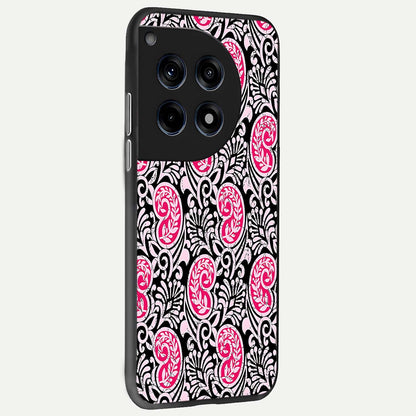  Crimson Paisley Charm back cover For OnePlus 12 slim fit glass case with vibrant aesthetic design