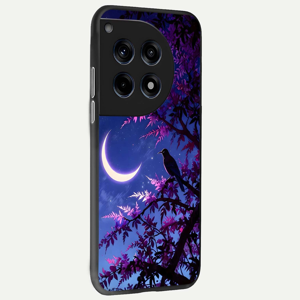  Crow And Moon Scenery back cover For OnePlus 12 slim fit glass case with vibrant aesthetic design