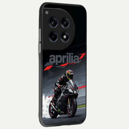  Dark Aprilla back cover For OnePlus 12 slim fit glass case with vibrant aesthetic design