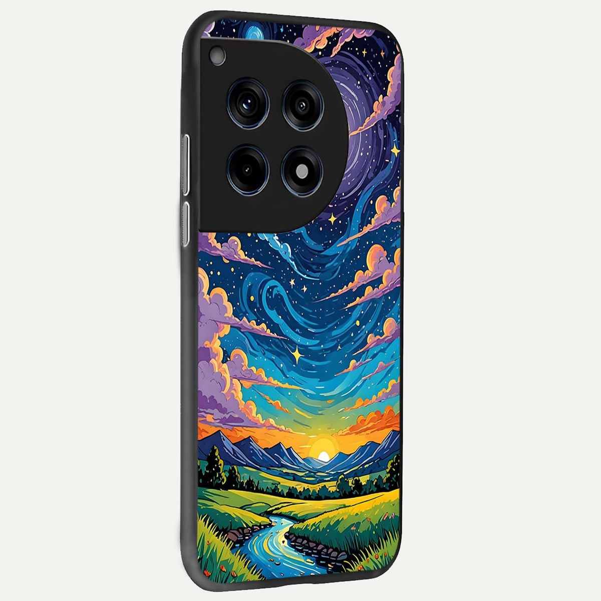  Dreamy Night Landscape back cover For OnePlus 12 slim fit glass case with vibrant aesthetic design