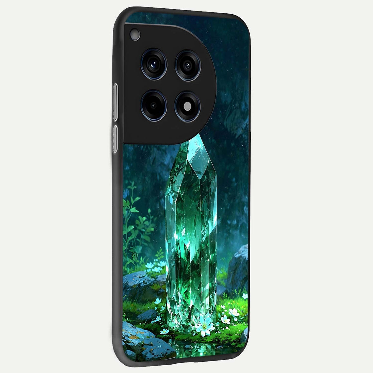  Emerald Light Crystal back cover For OnePlus 12 slim fit glass case with vibrant aesthetic design