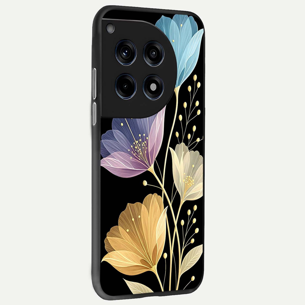  Flower Bloom Glow back cover For OnePlus 12 slim fit glass case with vibrant aesthetic design