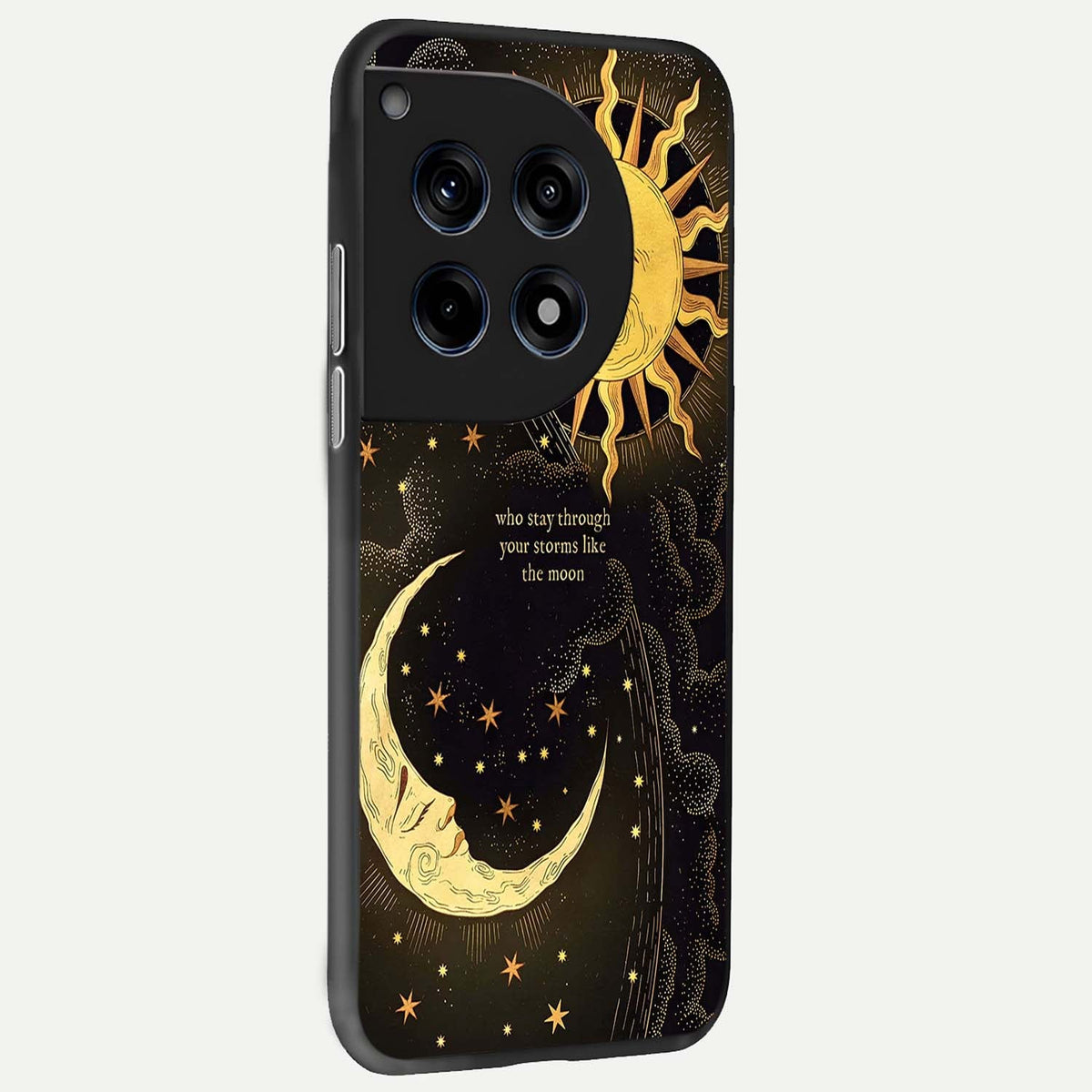  Golden Lunar Love back cover For OnePlus 12 slim fit glass case with vibrant aesthetic design