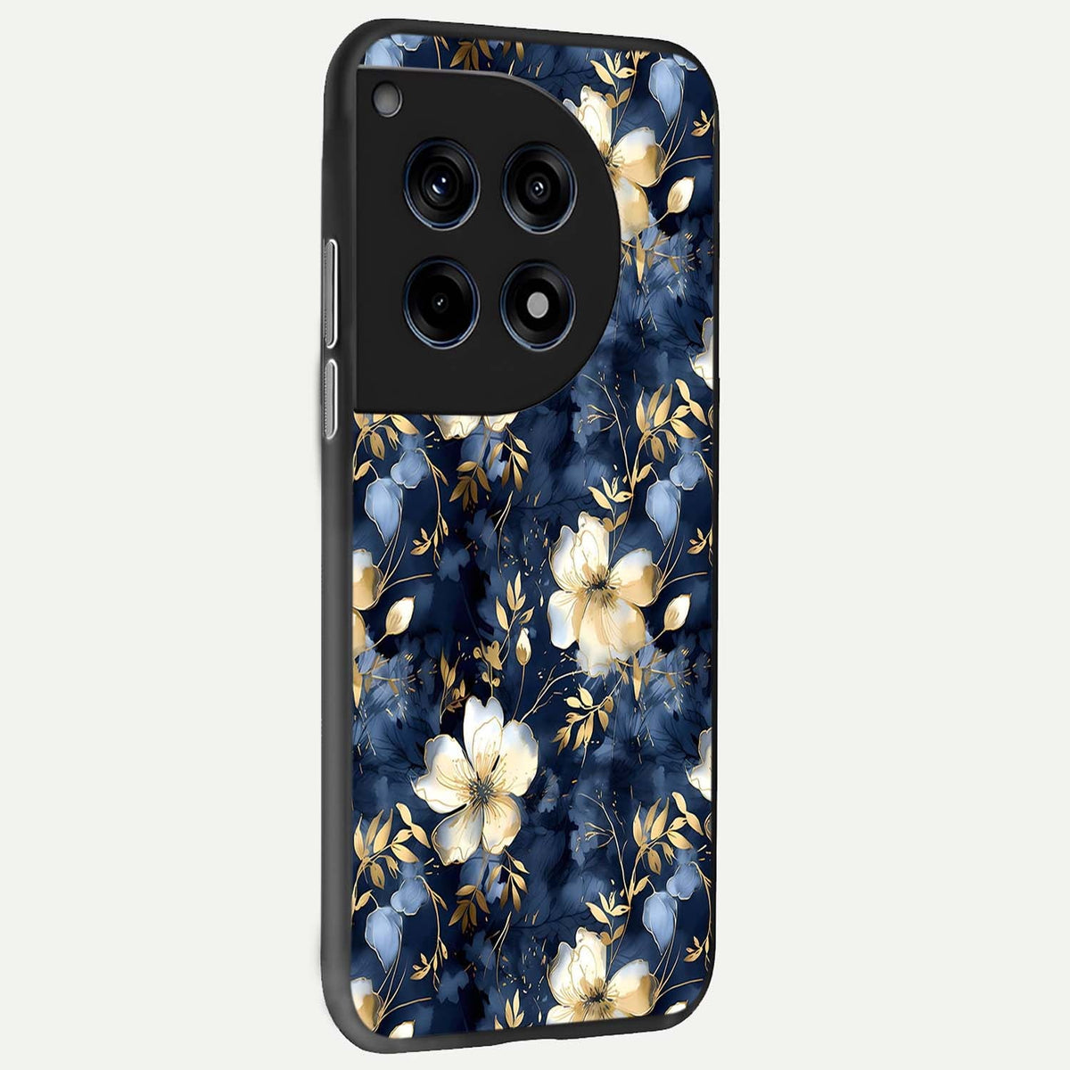  Golden Midnight Bloom back cover For OnePlus 12 slim fit glass case with vibrant aesthetic design
