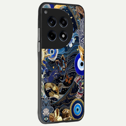  Golden Moon Magic back cover For OnePlus 12 slim fit glass case with vibrant aesthetic design