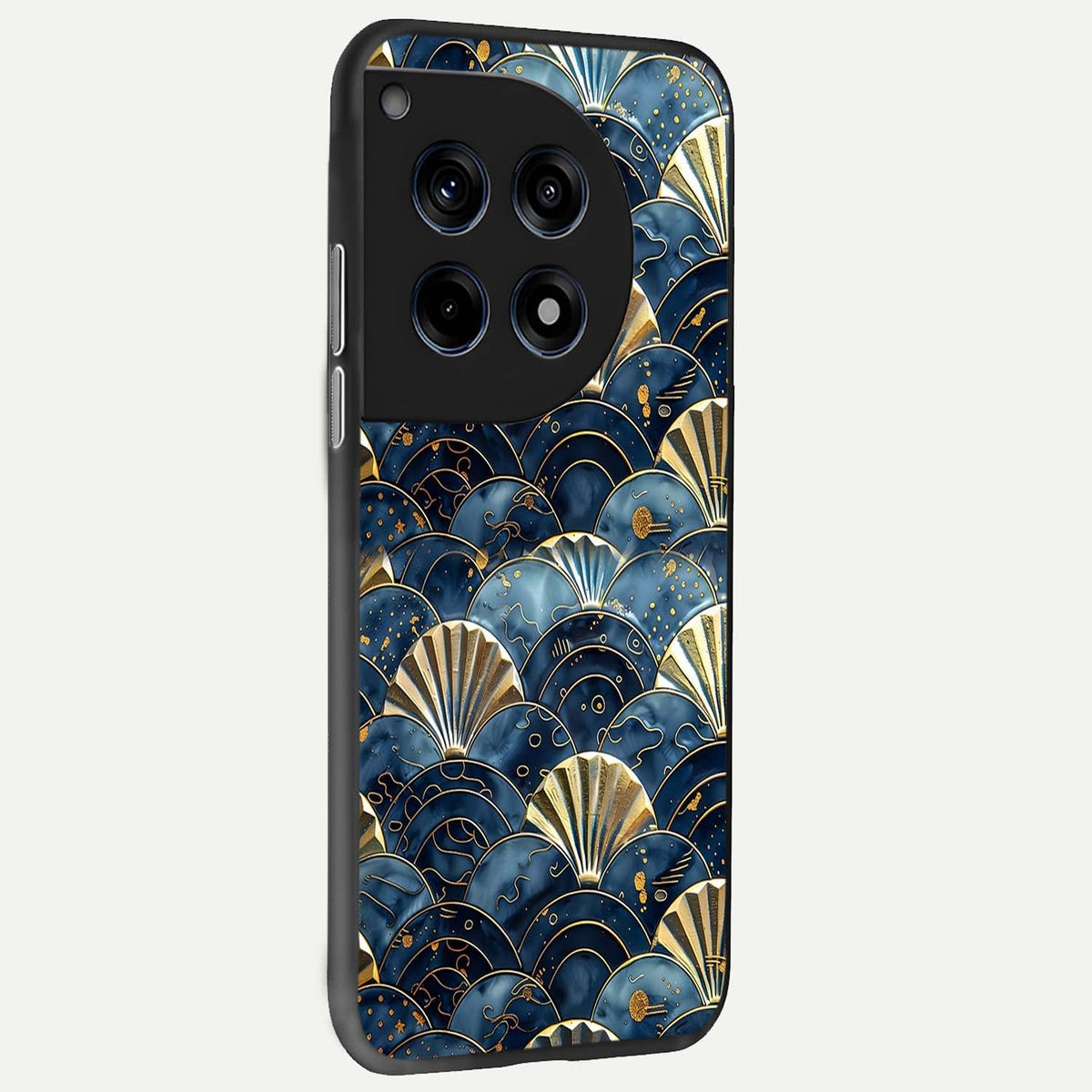  Golden Wave Luxe back cover For OnePlus 12 slim fit glass case with vibrant aesthetic design