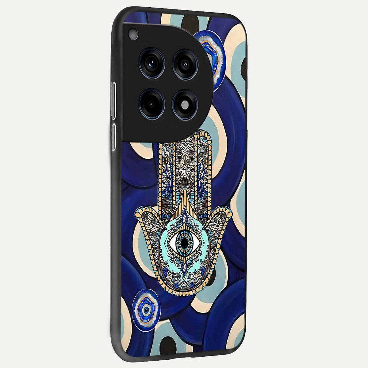  Hamsa Divine Guard back cover For OnePlus 12 slim fit glass case with vibrant aesthetic design