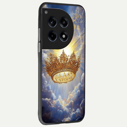  Heavenly Crown Light back cover For OnePlus 12 slim fit glass case with vibrant aesthetic design