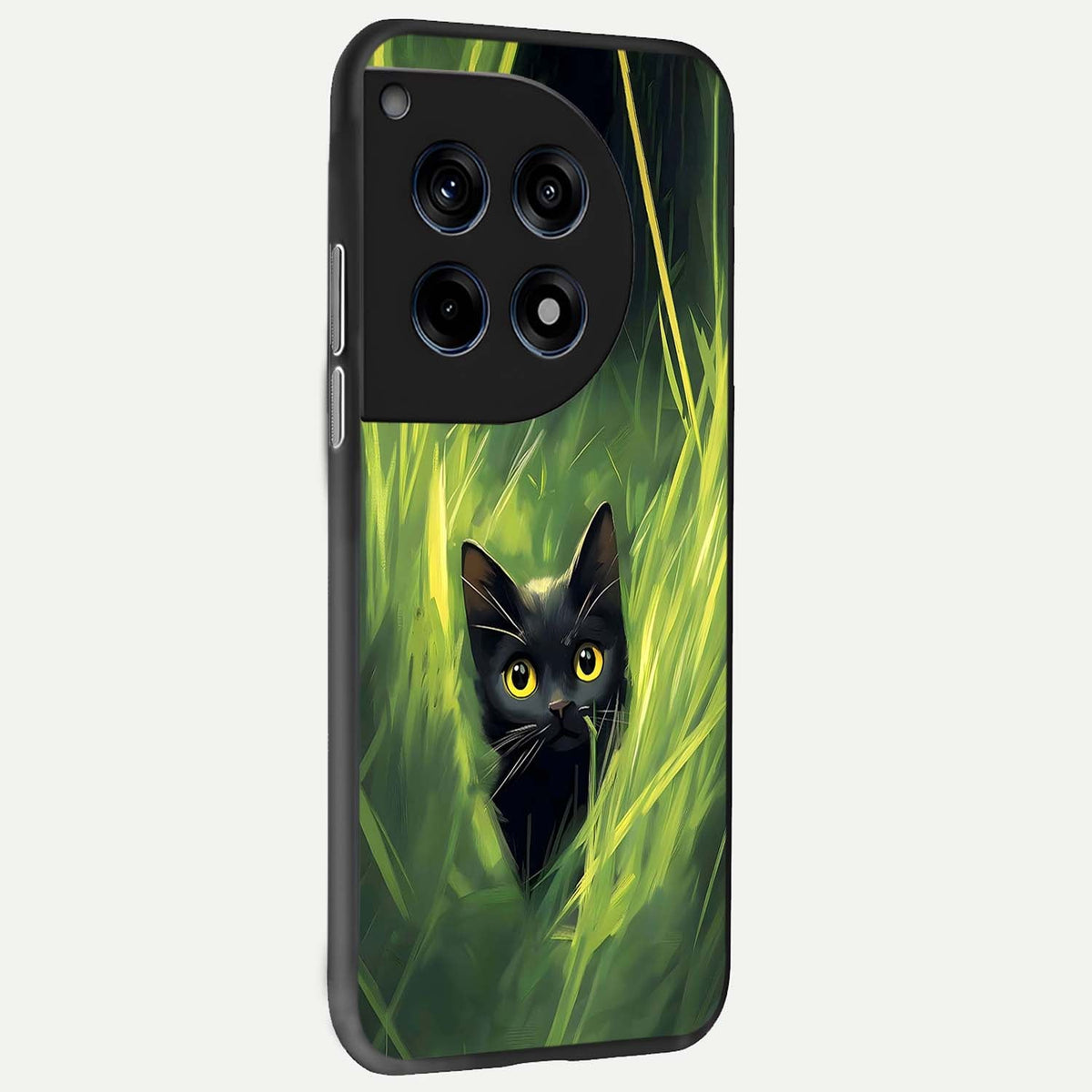  Hidden Cat Whisper back cover For OnePlus 12 slim fit glass case with vibrant aesthetic design