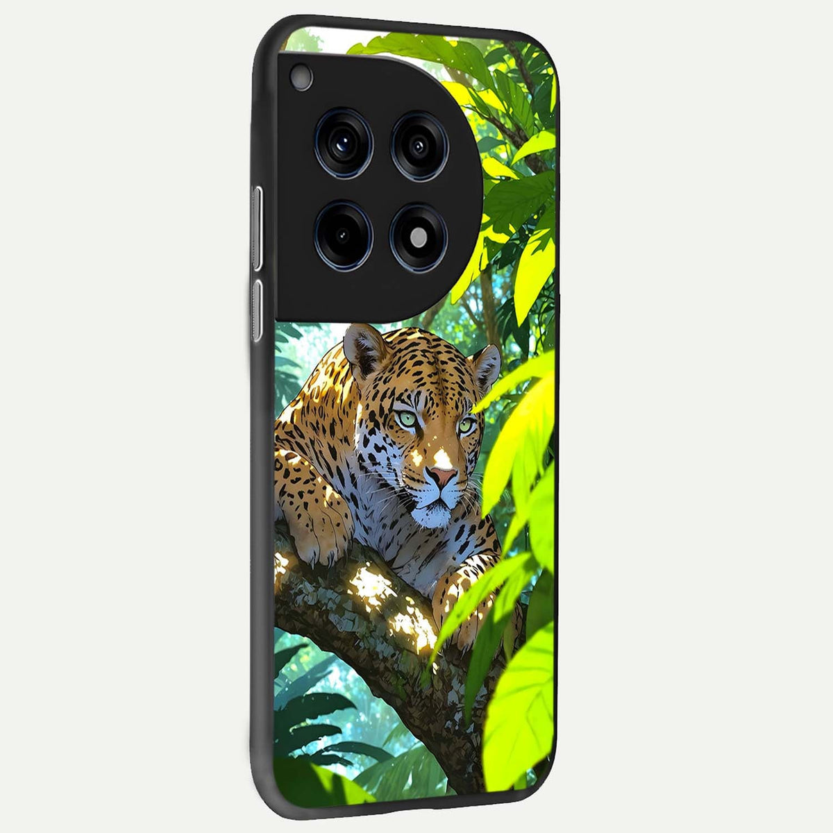  Leopard in Jungle back cover For OnePlus 12 slim fit glass case with vibrant aesthetic design