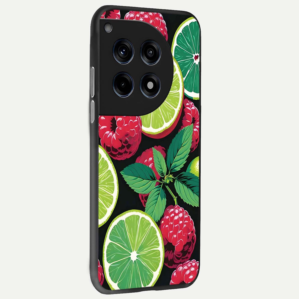  Lime and Raspberry Pattern back cover For OnePlus 12 slim fit glass case with vibrant aesthetic design